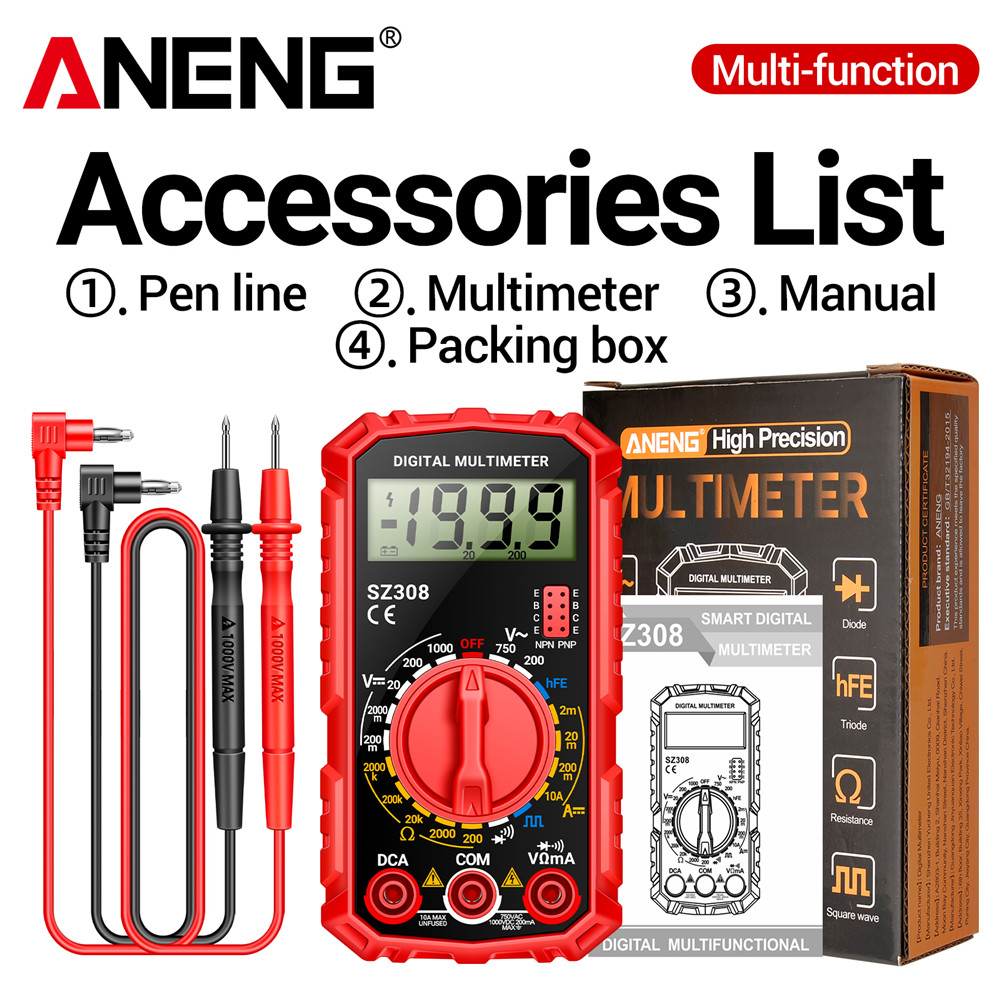 ANENG SZ308 Digital Multimeter   AC/DC Current Meter Voltage Resistance Meter Electrician LCD Screen Ohm Square Wave Test
